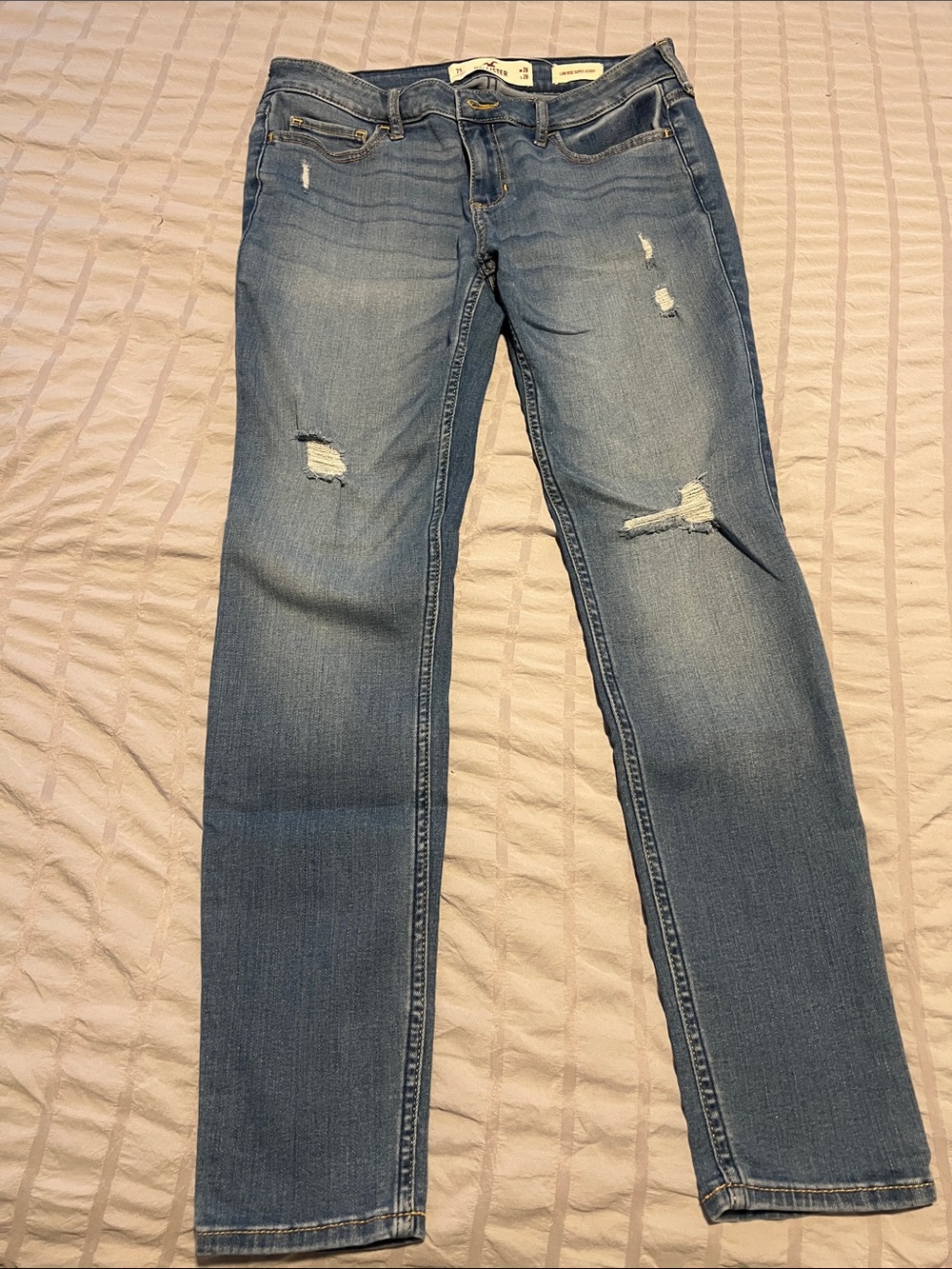 Hollister Women's Distressed Light Blue Skinny Jeans